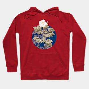 Vintage Blooming Leschenault's Rose Botanical Illustration on Circle Hoodie